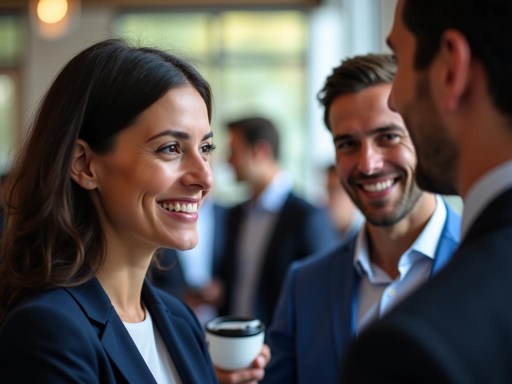 Professionisti che interagiscono durante un evento di networking di alto livello